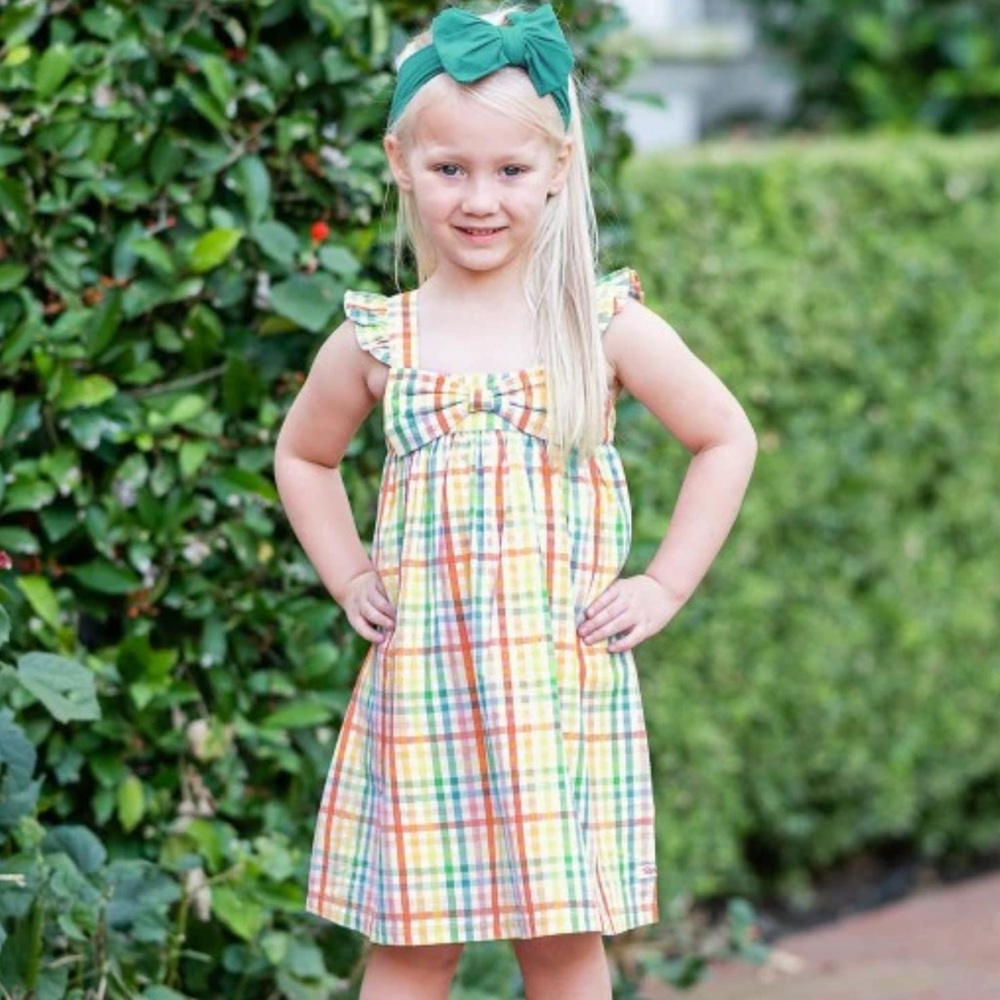RUFFLE BUTTS VGUC Colorful Rainbow Gingham Flutter Sleeve Dress